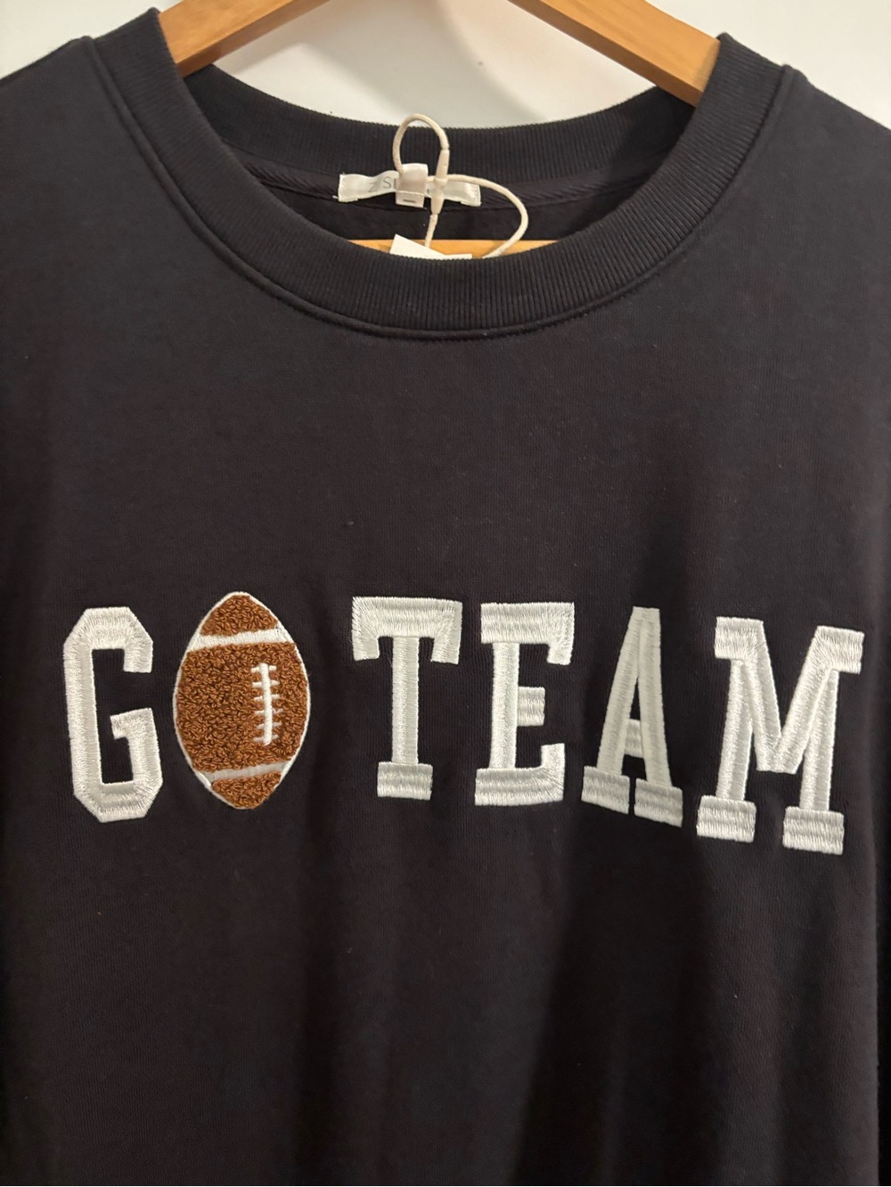 NEW Z SUPPLY Go Team Oversized Pullover Sweatshirt Black White Football Game Day - Picture 4 of 10